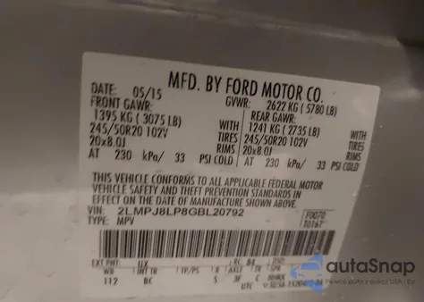 2016 Lincoln Mkx Reserve from USA, damaged, VIN 2LMPJ8LP8GBL20792